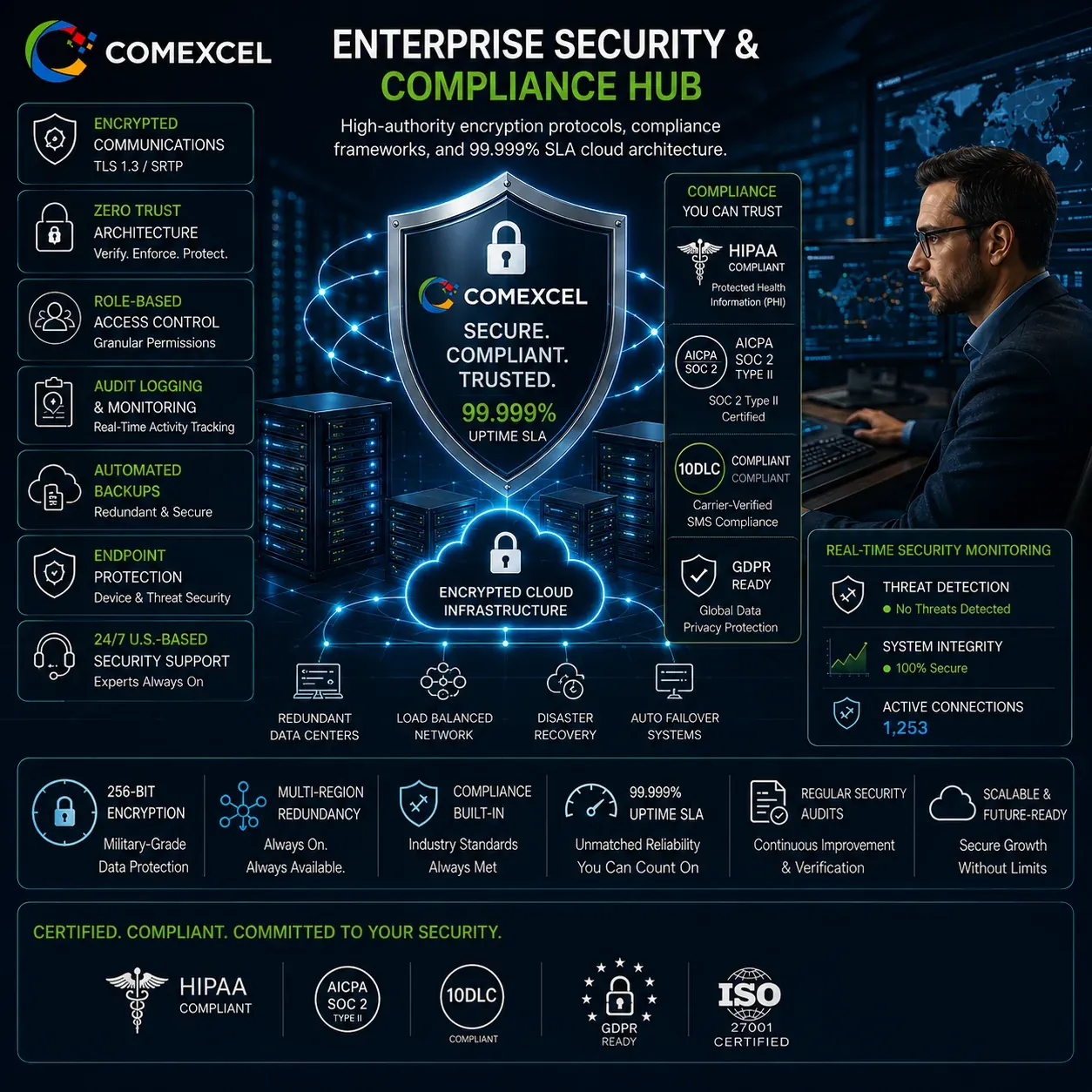 COMEXCEL Enterprise Security and Compliance Matrix High-authority cloud security protocols and compliance matrix portal.
